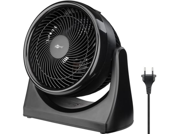 Goobay 59516, Kotitaloustuuletin lavoilla, Musta, Lattia, Muovi, 60 dB, 23 cm