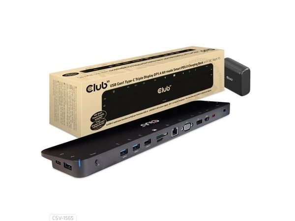 Club 3D CSV-1565 - Dokkingstasjon - USB-C - VGA, HDMI, DP - 1GbE - 100 watt