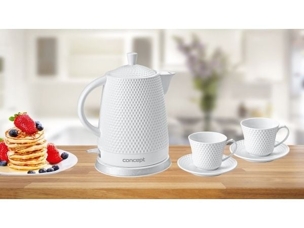 Concept RK0040, 1,5 l, 1500 W, Hvit, Keramisk, Plastikk, Overopphetingsbeskyttelse, Trådløs