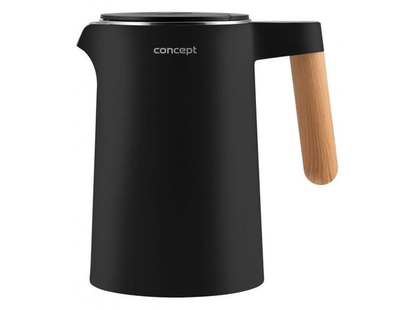 Concept RK3301, 1,5 l, 2200 W, Svart, Plast, Rostfritt stål, Justerbar termostat, Sladdlös