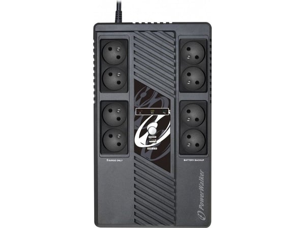 PowerWalker VI 600 MS FR - UPS - AC 230 V - 360 watt - 600 VA - 7 Ah - USB - utgangskontakter: 8