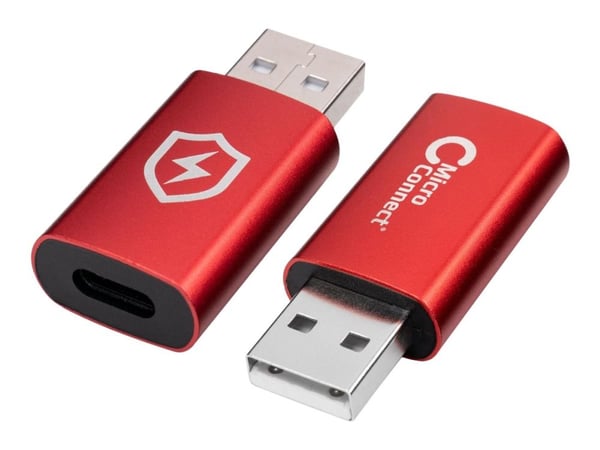 MicroConnect - USB-adapter - USB (hann) til USB-C (hunn) - 5 V - 2.4 A - Safe Charge, Data Blocker - rød