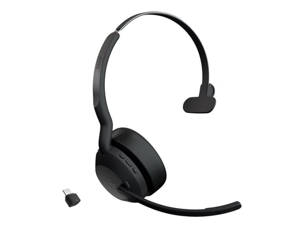 Jabra Evolve2 55 MS Mono - Hodesett - on-ear - Bluetooth - trådløs - aktiv støydemping - USB-C - svart - Certified for Microsoft Teams