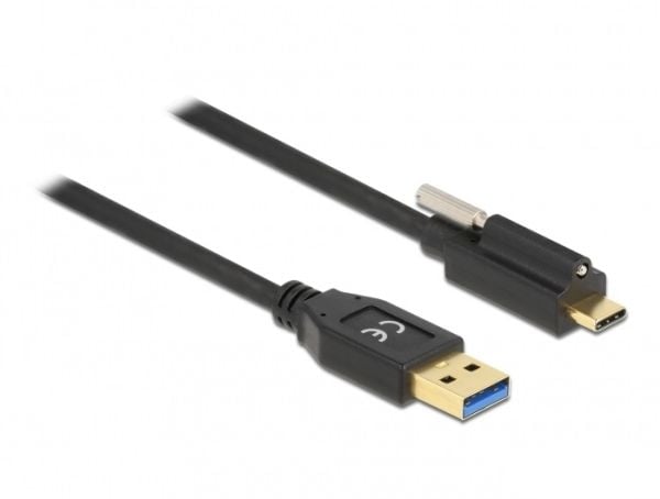 Delock - USB-kabel - USB-type A (hann) til 24 pin USB-C (hann) skrubar - USB 3.2 Gen 1 - 3 A - 1.5 m - svart
