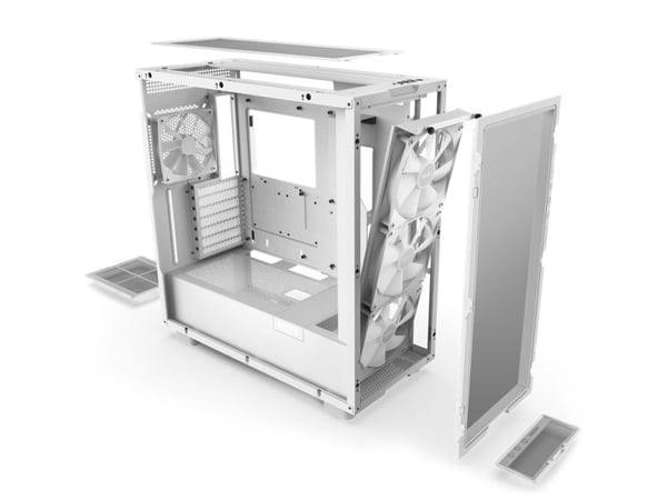 NZXT H series H7 Flow - Mid tower - ATX - sidepanel med vindu (herdet glass) - ingen strømforsyning - matt hvit - USB/lyd