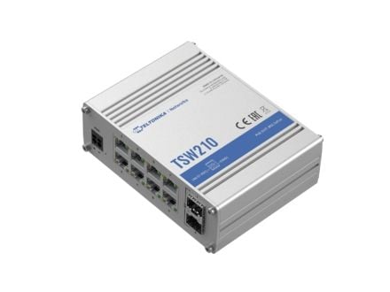 Teltonika TSW210 - Switch - industriell - ikke-styrt - 8 x 10/100/1000 + 2 x SFP - DIN-skinnemonterbar, overflatemonterbar