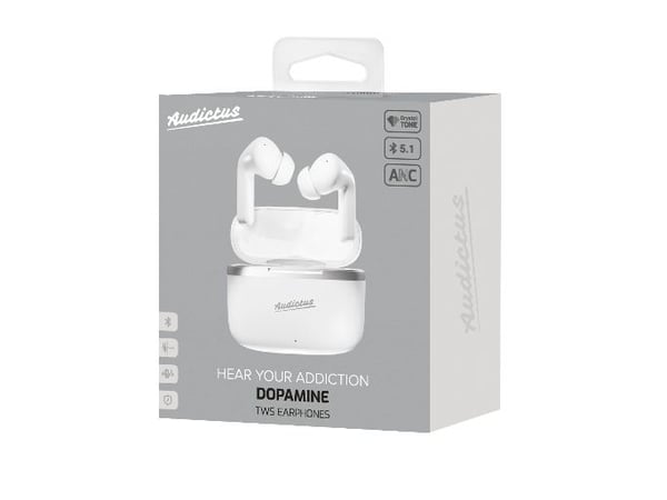 Audictus Dopamine, True Wireless Stereo (TWS), Samtal/musik, 20 - 20000 hz, Headset, Vit