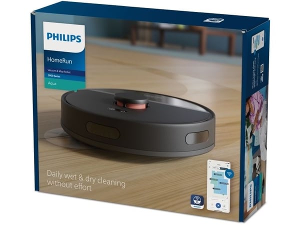 Philips HomeRun 3000 Aqua XU3000 - Støvsuger - robotlignende - uten pose - mørk/beluga-metallisk inkludert lader