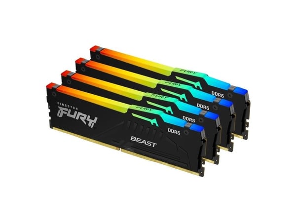 Kingston FURY Beast RGB - DDR5 - sett - 64 GB: 4 x 16 GB - DIMM 288-pin - 6000 MT/s / PC5-48000 - CL40 - 1.35 V - ikke-bufret - on-die ECC - svart