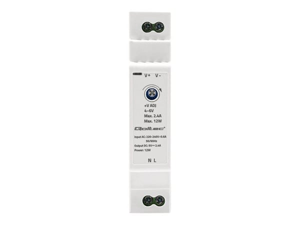 Qoltec - Strømforsyning (DIN-skinnemonterbar) - AC 220-240 V - 12 watt - hvit