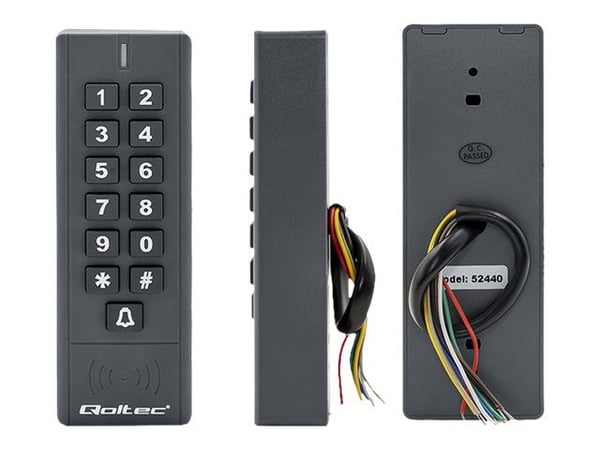 Qoltec CALISTO - Code lock - with RFID reader, code card, key fob, doorbell button, IP68, EM - grafit