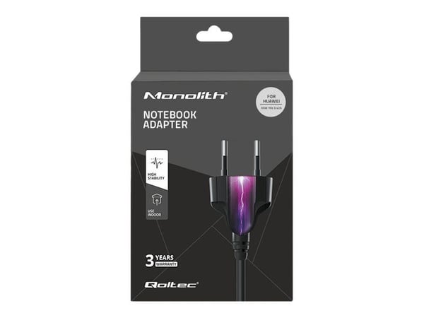 Qoltec Strømforsyning for Huawei 65W | 19V | 3.42A | 4,0*1,7 | + strømledning