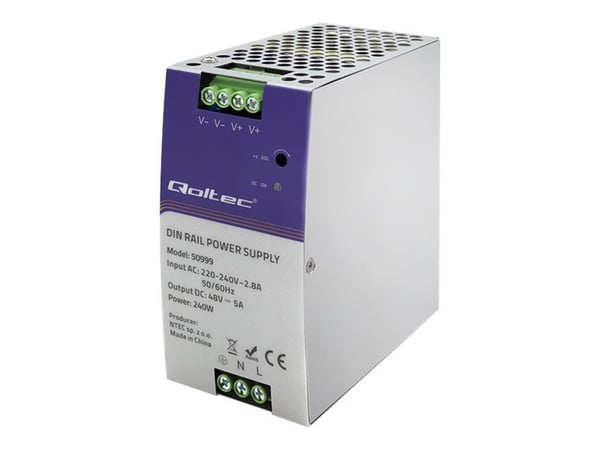 Qoltec - Strømforsyning (DIN-skinnemonterbar) - AC 220-240 V - 240 watt - sølv