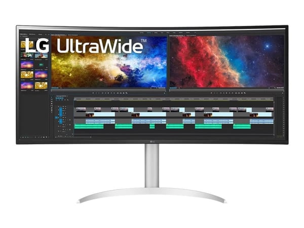 LG UltraWide 38BQ85C-W - LED-skjerm - kurvet - 38" - 3840 x 1600 UWQHD+ @ 75 Hz - IPS - 300 cd/m² - 1000:1 - HDR10 - 5 ms - 2xHDMI, DisplayPort, US...