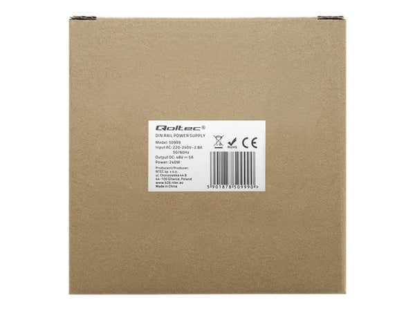 Qoltec - Strømforsyning (DIN-skinnemonterbar) - AC 220-240 V - 240 watt - sølv