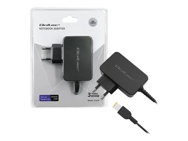 Qoltec - Strømadapter - AC 220-240 V - 45 watt - 1.7 m kabel - svart