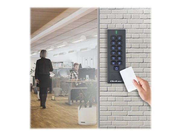 Qoltec CALISTO - Code lock - with RFID reader, code card, key fob, doorbell button, IP68, EM - grafit