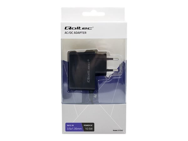 Qoltec - Strømadapter - 5 V, 2.1 A, 3.5 *1.35 - AC 220-240 V - 10.5 watt