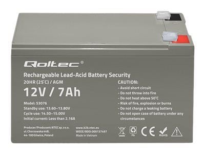 Qoltec - UPS-batteri - AGM battery, max. 105A, security - 1 x batteri - blysyre - 7 Ah