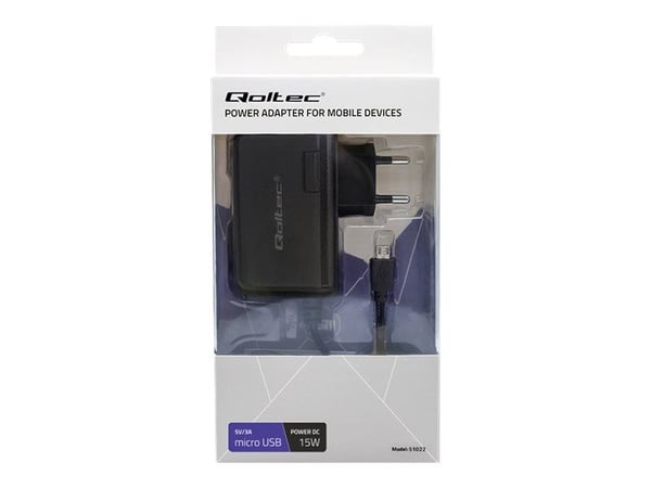 Qoltec - Strømadapter - AC 220-240 V - 15 watt - 1.3 m kabel - svart