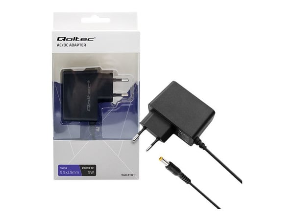 Qoltec - Strømadapter - 5 V, 1 A, 5.5 * 2.5 - AC 220-240 V - 5 watt