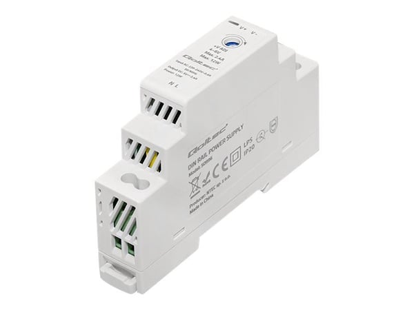Qoltec - Strømforsyning (DIN-skinnemonterbar) - AC 220-240 V - 12 watt - hvit