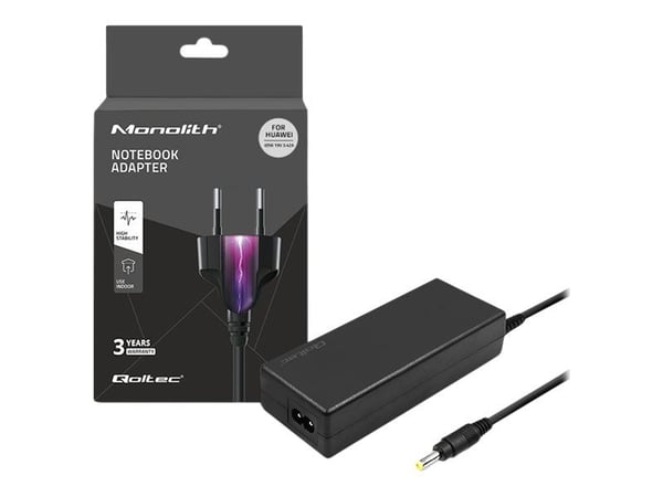 Qoltec Strømforsyning for Huawei 65W | 19V | 3.42A | 4,0*1,7 | + strømledning