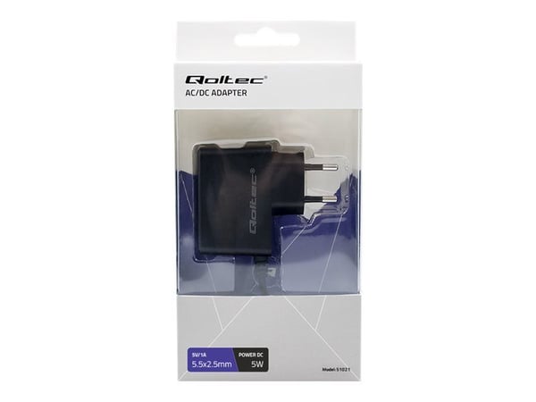 Qoltec - Strømadapter - 5 V, 1 A, 5.5 * 2.5 - AC 220-240 V - 5 watt