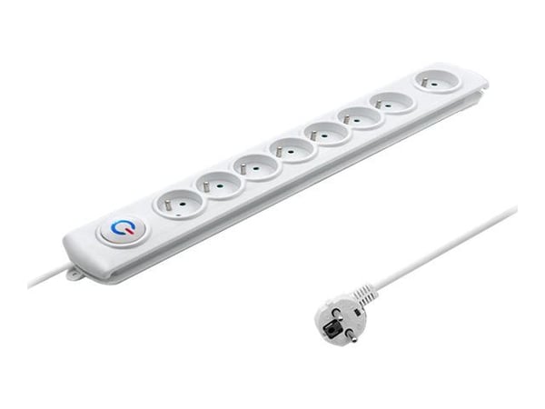 Qoltec 50293, 8 vaihtovirtapistorasiaa, 230 V, 50 Hz, 10 A, 2200 W, 10 A