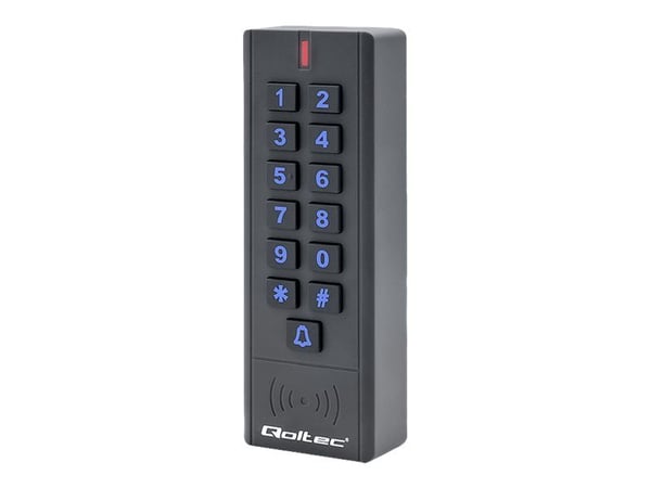 Qoltec CALISTO - Code lock - with RFID reader, code card, key fob, doorbell button, IP68, EM - grafit