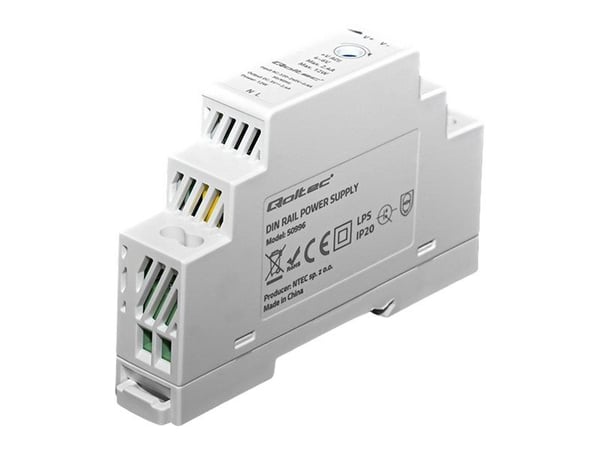 Qoltec - Strømforsyning (DIN-skinnemonterbar) - AC 220-240 V - 12 watt - hvit