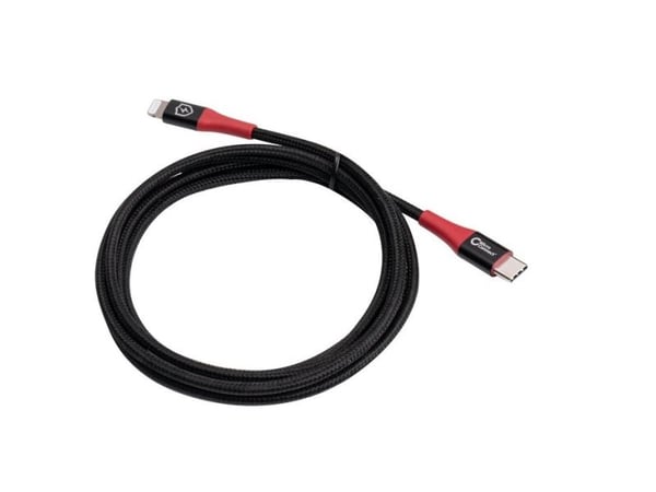 MicroConnect - Lightning-kabel - 24 pin USB-C hann til Lightning hann - 1.5 m - dobbeltisolert - svart, rød - Safe Charge, Data Blocker