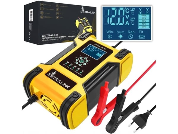 Extralink EX.30813, 12 / 24 V, Type C (Europlugg), 12 A, 100 - 250 V, 50 - 60 Hz, LCD