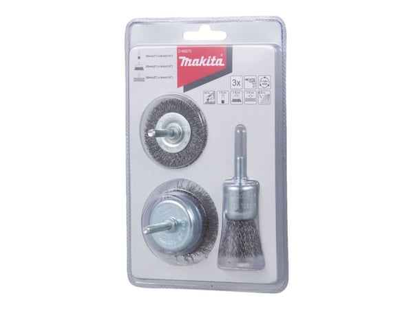 Makita - Wire brush set - for stål, maling, rust, coating - 3 deler - rett