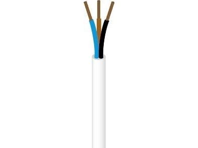 NKT Tilledning rund, PVC 3x1,0mm² H05VV-F vit 300/500V ring, kabeldiameter 8,0mm - (100 meter)