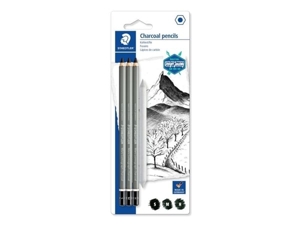 Staedtler Mars Lumograph charcoal, Svart, 4 stykker