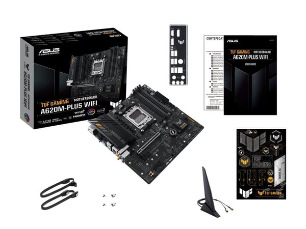 ASUS TUF GAMING A620M-PLUS WIFI - Hovedkort - micro ATX - Socket AM5 - AMD A620 Chipset - USB 3.2 Gen 1, USB-C 3.2 Gen 1 - Gigabit LAN, 2.5 Gigabit...