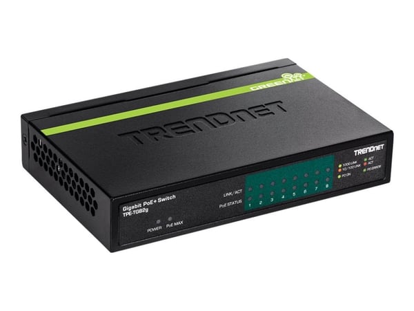 TRENDnet TPE TG82G - Switch - 8 x 10/100/1000 (PoE+) - stasjonær - PoE+ (61 W) - TAA-samsvar