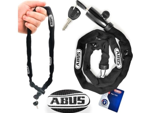 ABUS 0048270, Kjedelås, Sort, Stål, Herdet stål, Nøkkel, 600 mm