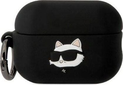 Karl Lagerfeld KLAP2RUNCHK AirPods Pro 2-deksel svart/sort silikon Choupette Head 3D