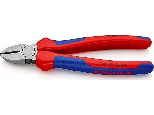 Knipex 70 02 180, Diagonal tang, Kromvanadiumstål, Plast, Blå, Rød, 180 mm, 252 g
