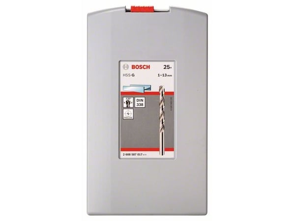 Bosch ProBox HSS-G, DIN 338 - Borsett - for metall - bor - 25 deler - 1-13 mm - H8 - cylindrical