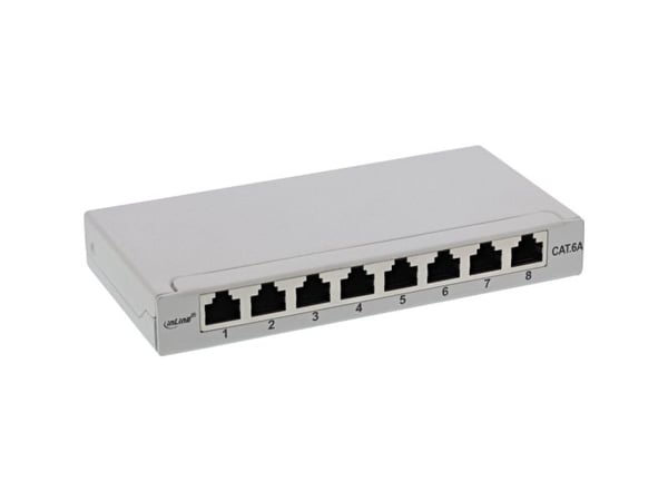 InLine 76818I, RJ45, Cat6a, Veggmontering, 0.5U, Grå, IEC 60603-7-5