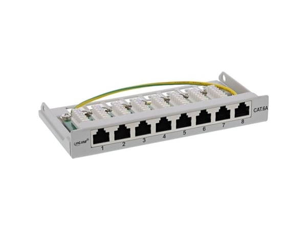 InLine 76818I, RJ45, Cat6a, Veggmontering, 0.5U, Grå, IEC 60603-7-5