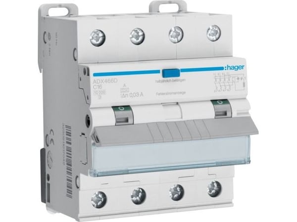 Hager ADX466D Fi-LS 4P 10kA C-16A 30mA A ( ADX466D )