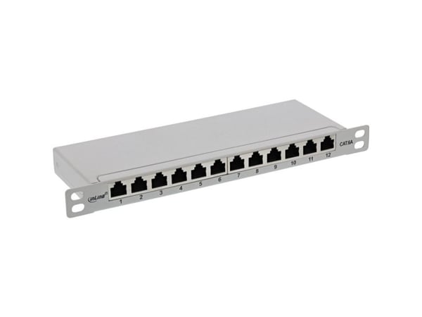 InLine 76819I, RJ45, Cat6a, Rackmontering, 0.5U, Grå, IEC 60603-7-5
