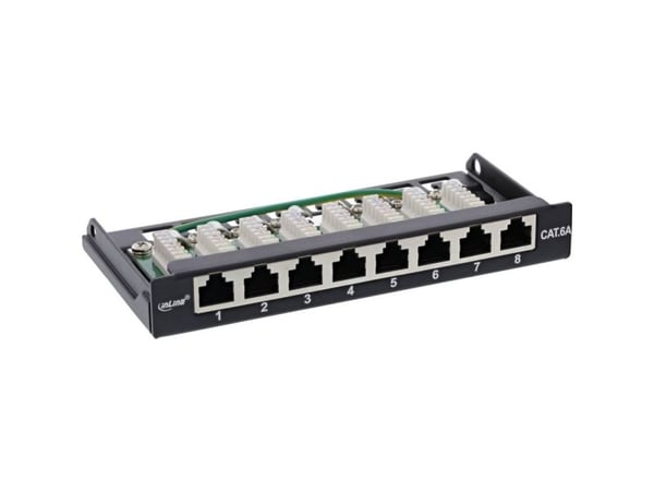 InLine 76818S, RJ45, Cat6a, Veggmontering, 0.5U, Svart, IEC 60603-7-5