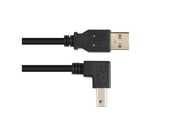 Techly ICOC U-AB-30-ANG, 3 m, USB A, USB B, USB 2.0, Hankjønn/hankjønn, Sort