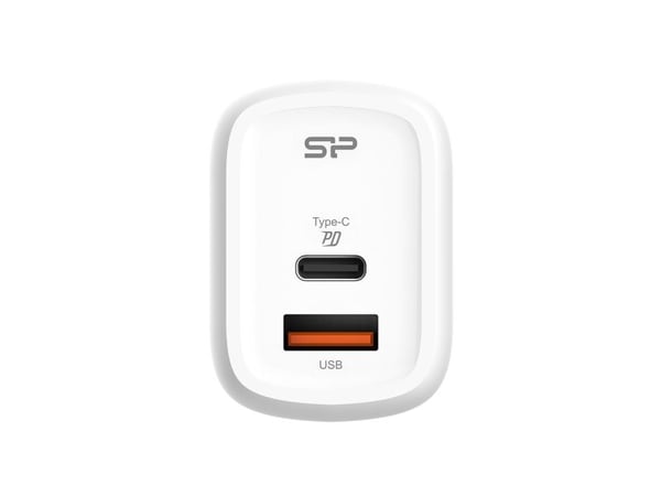 Silicon Power QM25 - Strømadapter - 30 watt - 3 A - PD, QC 3.0 - 2 utgangskontakter (USB-C, USB) - hvit - Europa