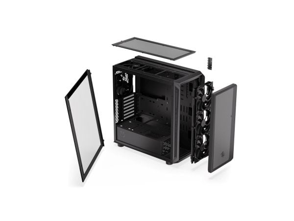 Endorfy Arx 700 Air - PC-hölje - ATX - genomskinlig sidopanel (härdat glas) - ingen strömförsörjning (ATX) - svart - USB/ljud